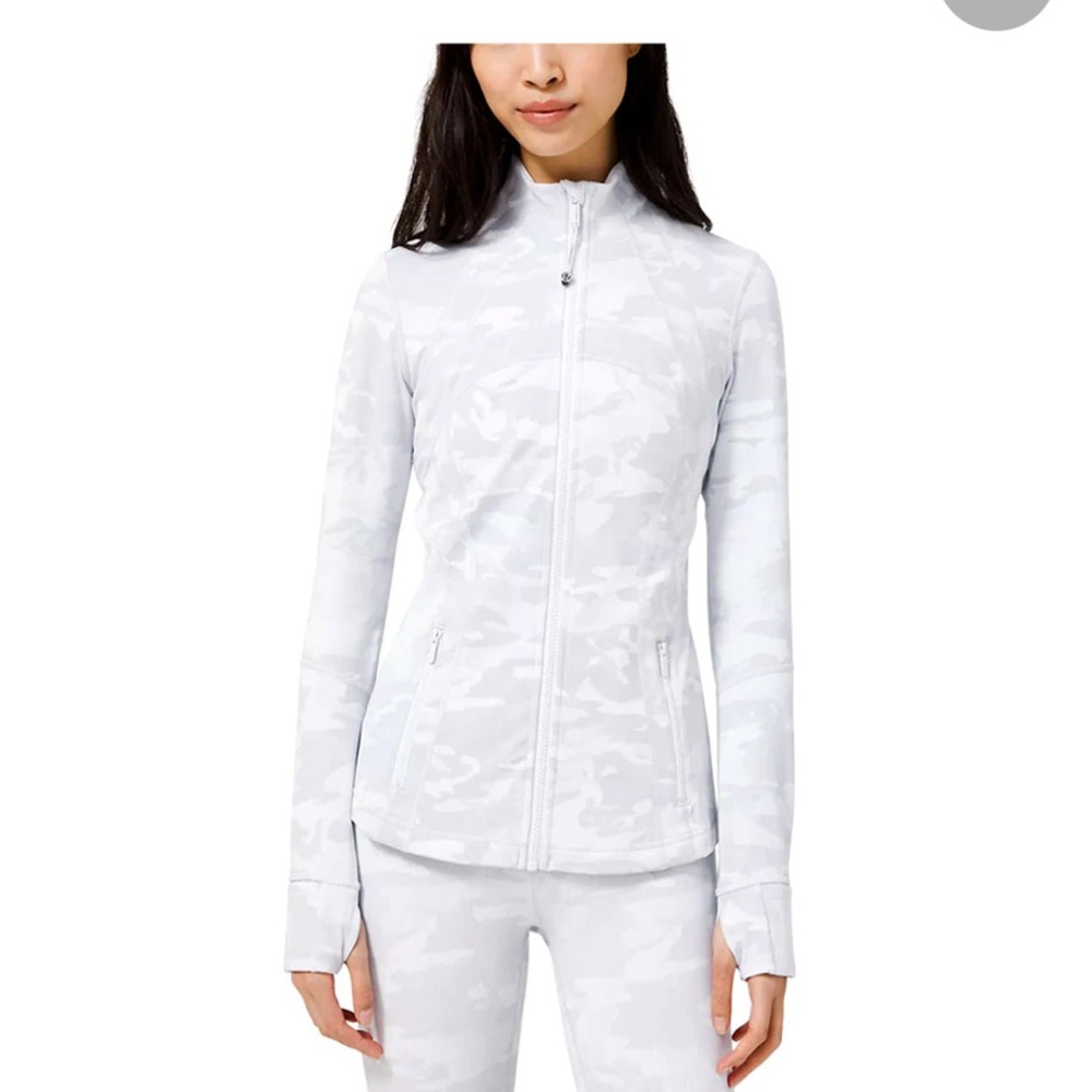 LULULEMON WOMEN'S DEFINE JACKET LUX JACQUARD ALPINE WHITE CAMO Size 8